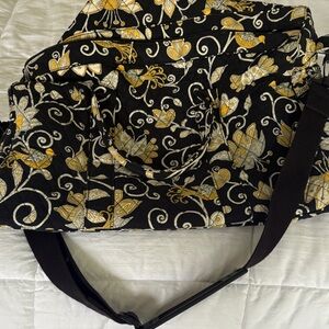 Vera Bradley Black and Gold Floral Travel Bag